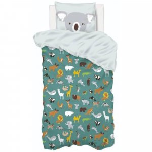 Parure de lit enfant 140x200 cm carte du monde Atmosphera for kids