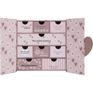 Coffret de naissance souvenirs cœurs 9 tiroirs Atmosphera for kids
