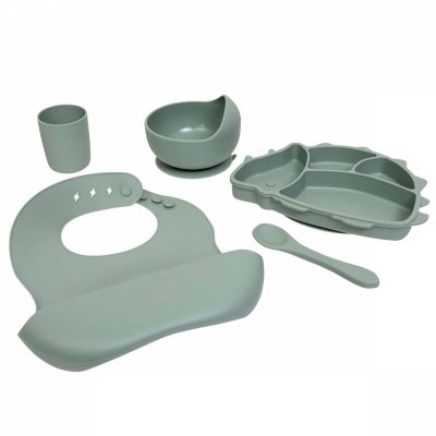 Coffret repas 5 pièces silicone dino
