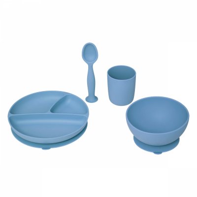 Coffret repas 4 pièces silicone bleu