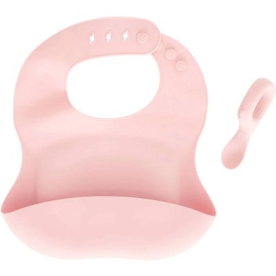 Set bavoir et cuillère yum - rose