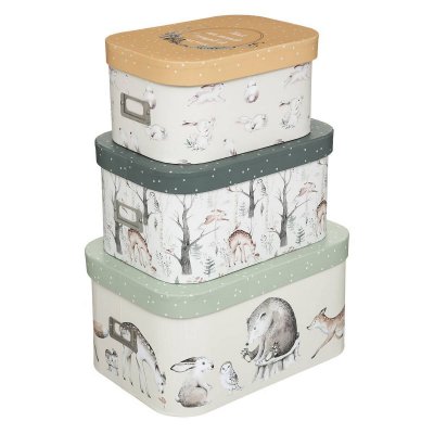 Lot de 3 boîtes de rangement forêt
