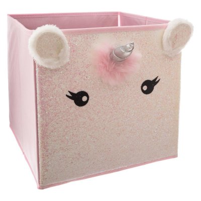 Cube de rangement 29x29 cm licorne rose