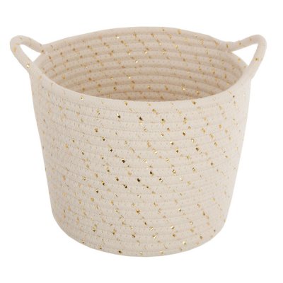 Lot de 3 paniers coton lurex beige