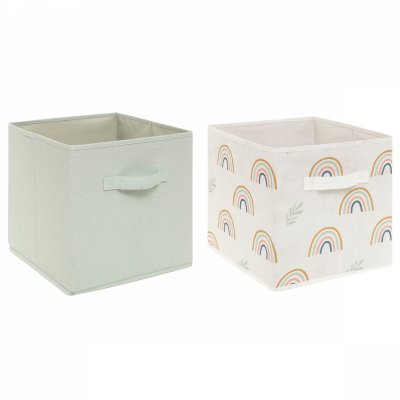 Lot de 2 cubes de rangement arc-en-ciel vert