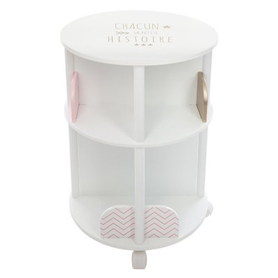 Bibliothèque enfant ronde blanche et rose