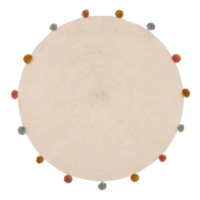 Tapis enfant rond ø90 cm arlequin avec pompons