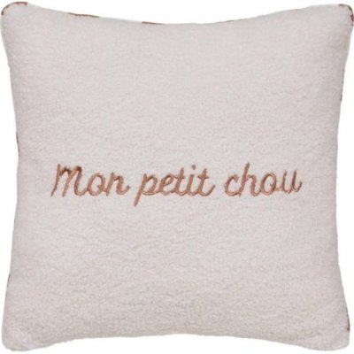Coussin réversible jaiko bouclette et rayures 40 x 40 cm