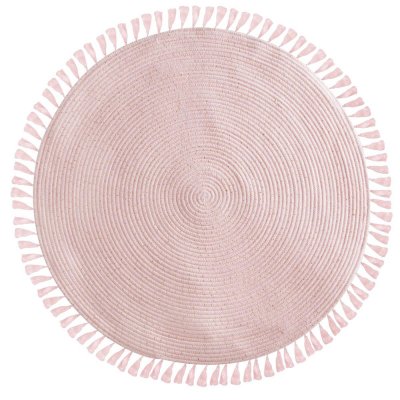 Tapis enfant rond ø90 cm lulu rose à franges