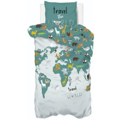 Parure de lit enfant 140x200 cm carte du monde