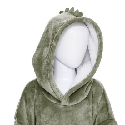 Poncho à capuche dino flanelle