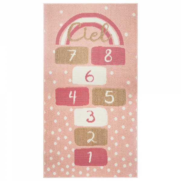 Les imparfaits - tapis enfant 80x150 cm marelle rose Atmosphera for kids