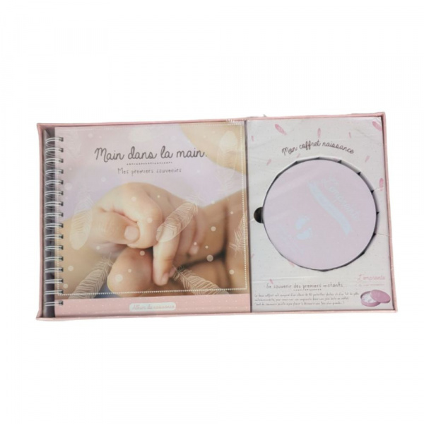 Les imparfaits - coffret album de naissance + boîte à empreinte rose Atmosphera for kids