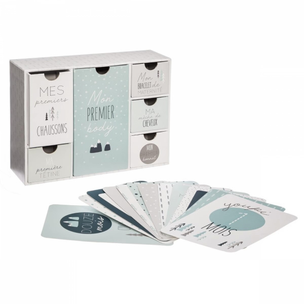 Coffret naissance 6 tiroirs avec cartes étapes - modèle aléatoire Atmosphera for kids