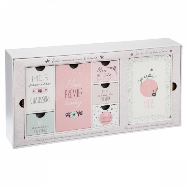 Coffret naissance 6 tiroirs avec cartes étapes - modèle aléatoire Atmosphera for kids