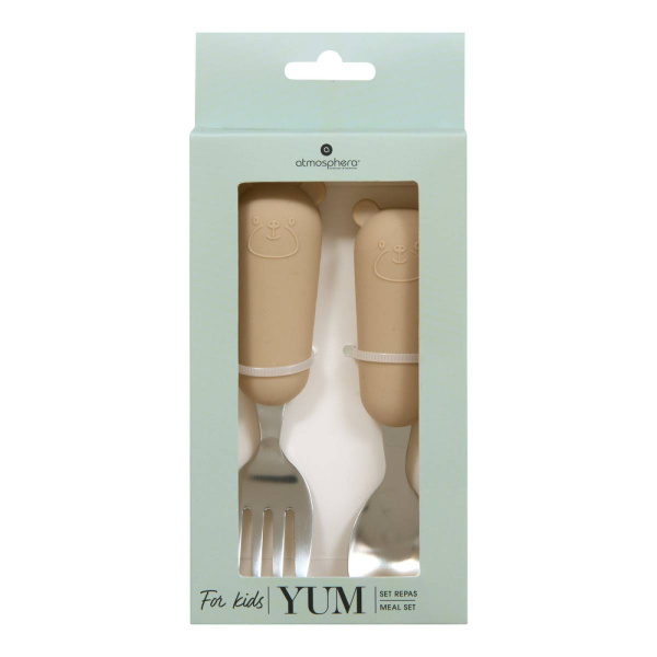 Set de couverts enfant beige cuillère et fourchette Atmosphera for kids