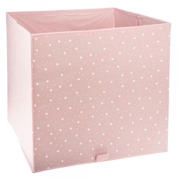 Cube de rangement 29x29 cm rose étoiles blanches Atmosphera for kids