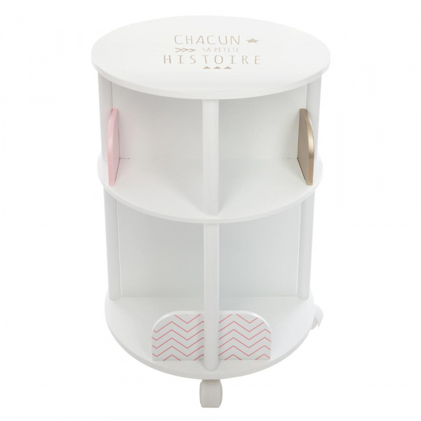 Bibliothèque enfant ronde blanche et rose Atmosphera for kids