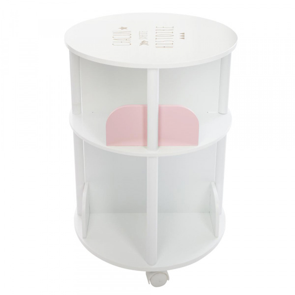 Bibliothèque enfant ronde blanche et rose Atmosphera for kids