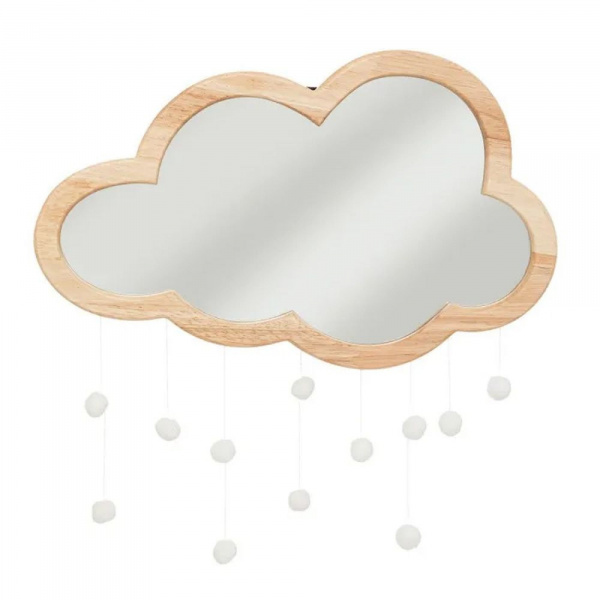 Miroir nuage 40 x 36 cm bois avec pompons Atmosphera for kids