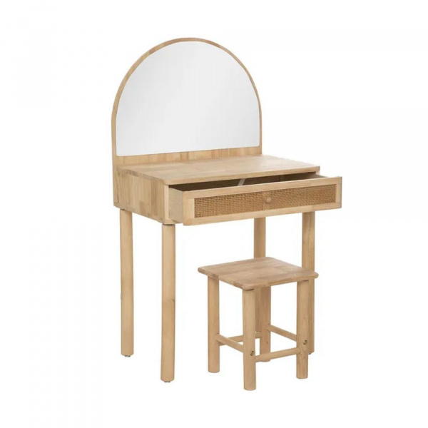 Coiffeuse avec tabouret hévéa et cannage Atmosphera for kids