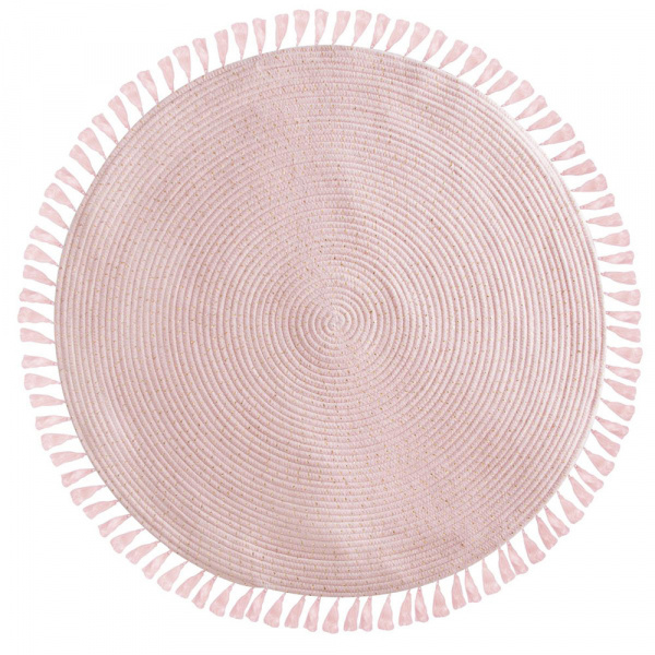 Tapis enfant rond ø90 cm lulu rose à franges Atmosphera for kids