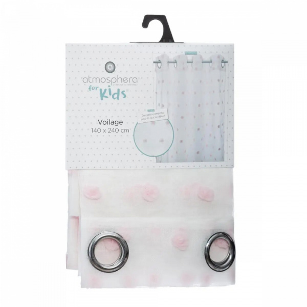 Rideau multi pompoms rose Atmosphera for kids
