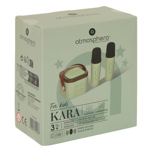 Karaoké enfant kara vert avec 2 micros Atmosphera for kids