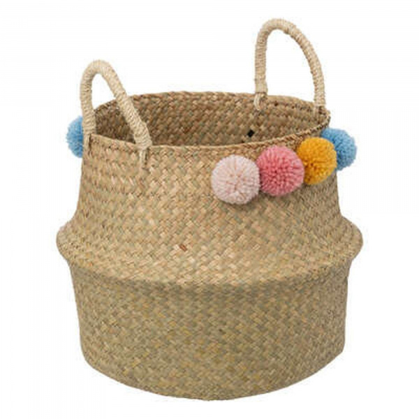 Panier de rangement pliant roseau avec pompons Atmosphera for kids