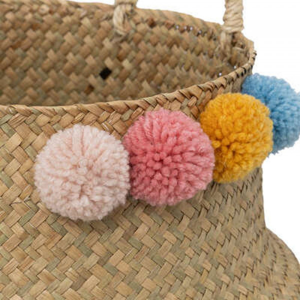 Panier de rangement pliant roseau avec pompons Atmosphera for kids