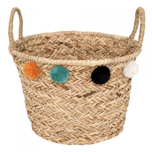 Panier de rangement pompons léopard h40 cm Atmosphera for kids