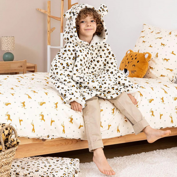 Poncho à capuche léopard flanelle Atmosphera for kids