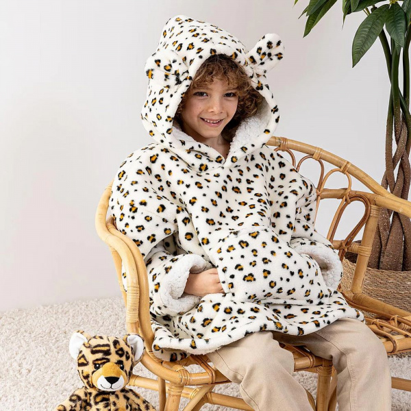 Poncho à capuche léopard flanelle Atmosphera for kids