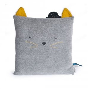 Coussin chat gris clair les moustaches