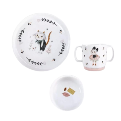 Set vaisselle 3 pièces en porcelaine après la pluie