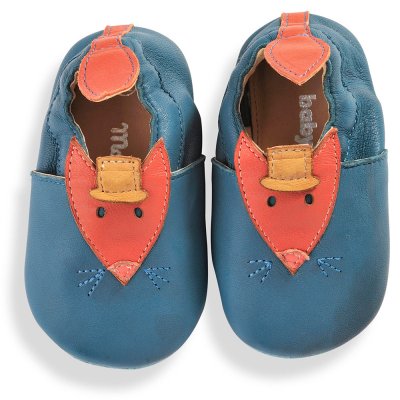 Chaussons en cuir bleu les tartempois Moulin roty