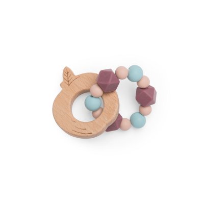 Hochet en bois et silicone après la pluie - pomme