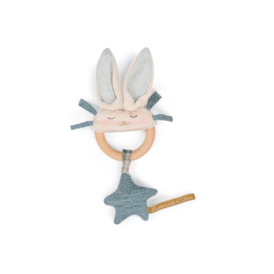 Hochet anneau bois la petite école de danse - lapin bleu