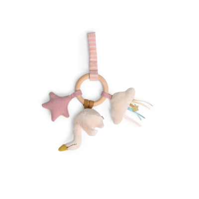 Hochet anneau bois la petite école de danse - cygne