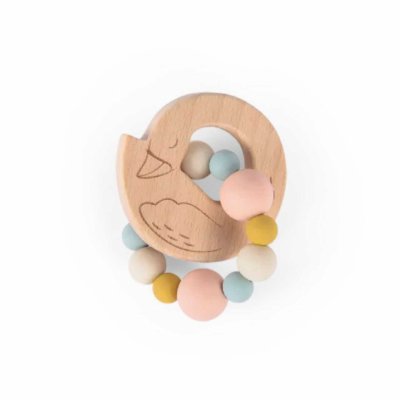 Hochet en bois et silicone la petite école de danse - cygne