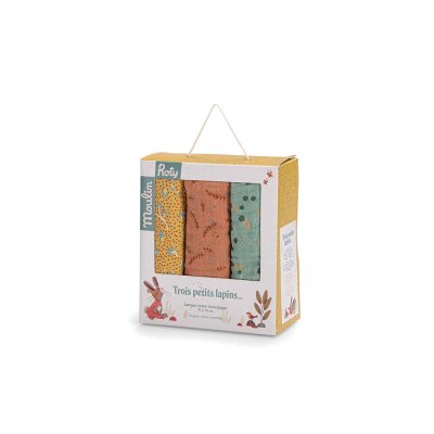 Set de 3 langes imprimés - trois petits lapins