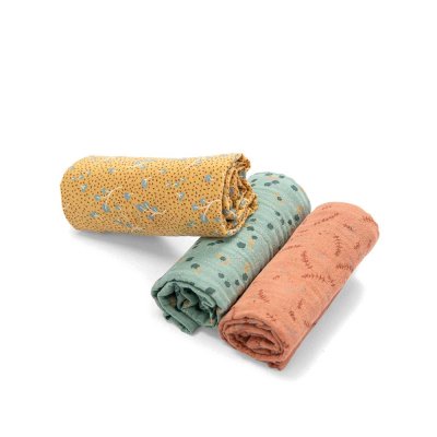 Set de 3 langes imprimés - trois petits lapins