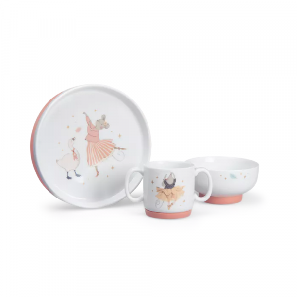 Set vaisselle 3 pièces en porcelaine trois petits lapins Moulin roty