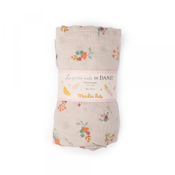 Drap housse lit bébé 70 x 140 cm la petite école de danse - fleurs Moulin roty