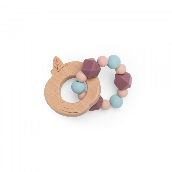 Hochet en bois et silicone après la pluie - pomme Moulin roty