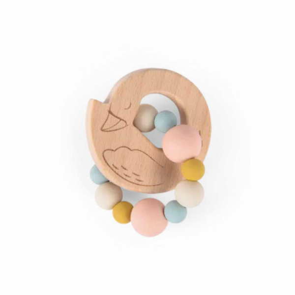 Hochet en bois et silicone la petite école de danse - cygne Moulin roty