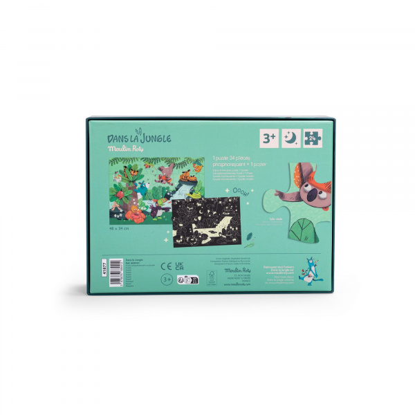 Puzzle phosphorescent dans la jungle - la cascade 24 pièces Moulin roty
