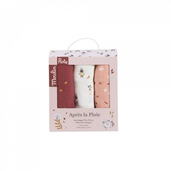 Set de 3 langes imprimés - après la pluie Moulin roty