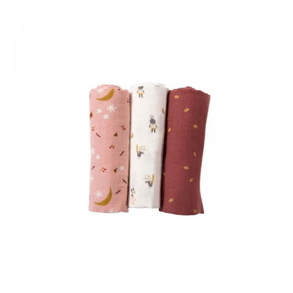 Set de 3 langes imprimés - après la pluie Moulin roty