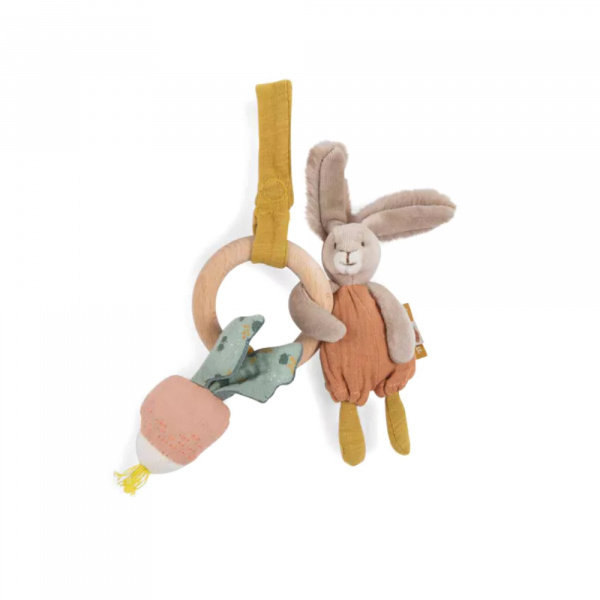 Hochet anneau bois lapin trois petits lapins Moulin roty